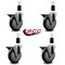 Service Caster 5'' Black Poly Swivel 1-1/2'' Expanding Stem Caster Set with Brake, 4PK SCC-EX20S514-PPUB-BLK-PLB-112-4 - alternate 4